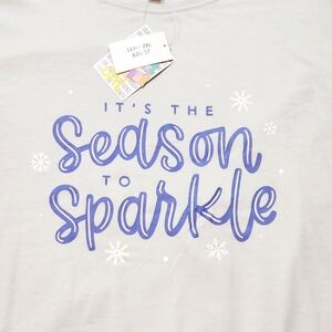 LuLaRoe Womens Top Size 3XL Leah It’s The Season To Sparkle Snowflakes Snow NWT